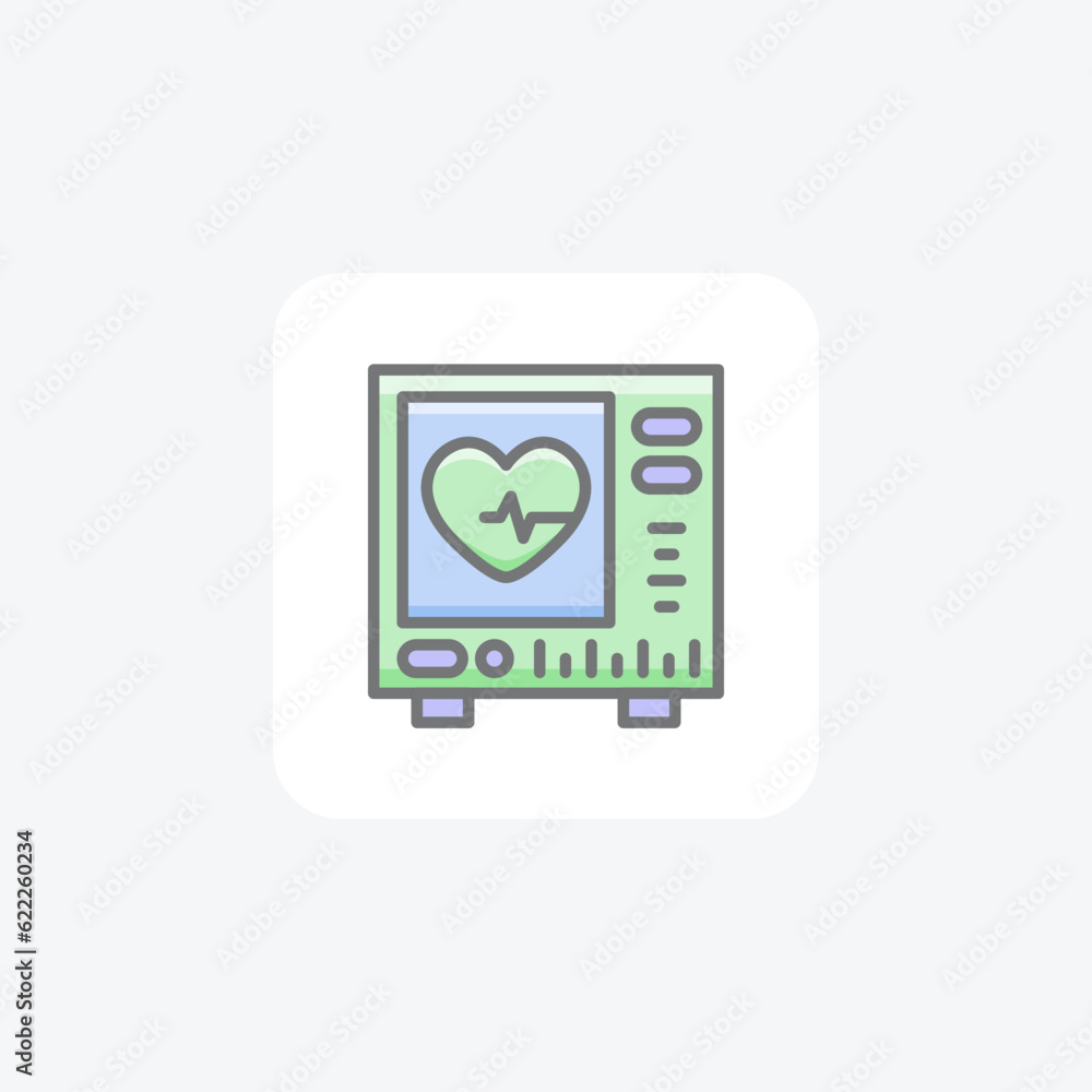 Heart Rate, Pulse, ECG, Medical Equipment Vector Awesome Fill Icon Heart Rate, Pulse, ECG, Medical Equipment Vector Awesome Fill Icon