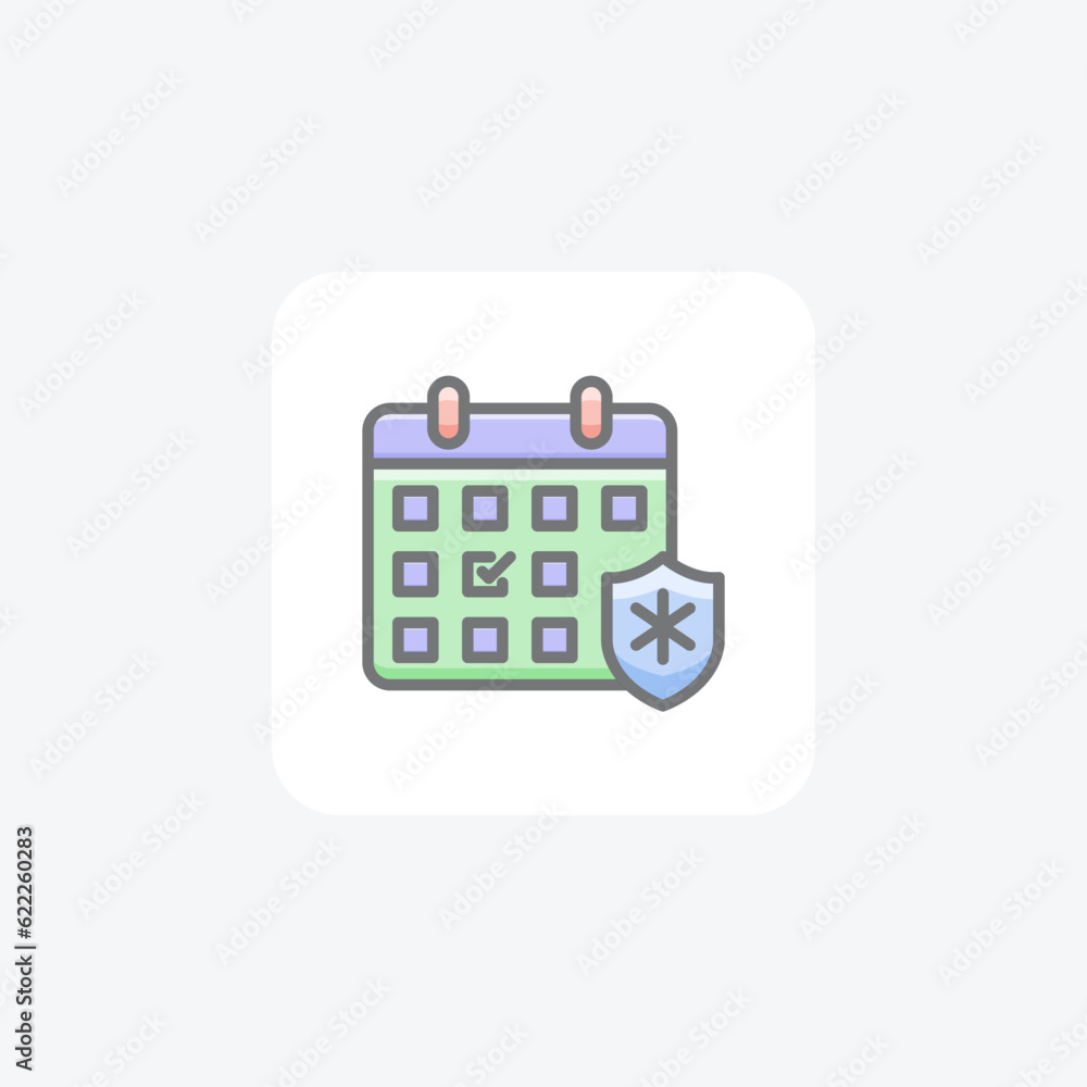 Calendar, Shield, Protection, Schedule Vector Awesome Fill Icon Calendar, Shield, Protection, Schedule Vector Awesome Fill Icon