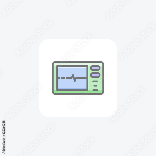 Heart Rate Monitor, Pulse, ECG, Cardiac Monitoring Vector Awesome Fill Icon © Blinix Solutions