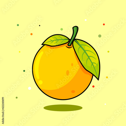 orange fruit cute kawaii. Organic fruit. vector illustration