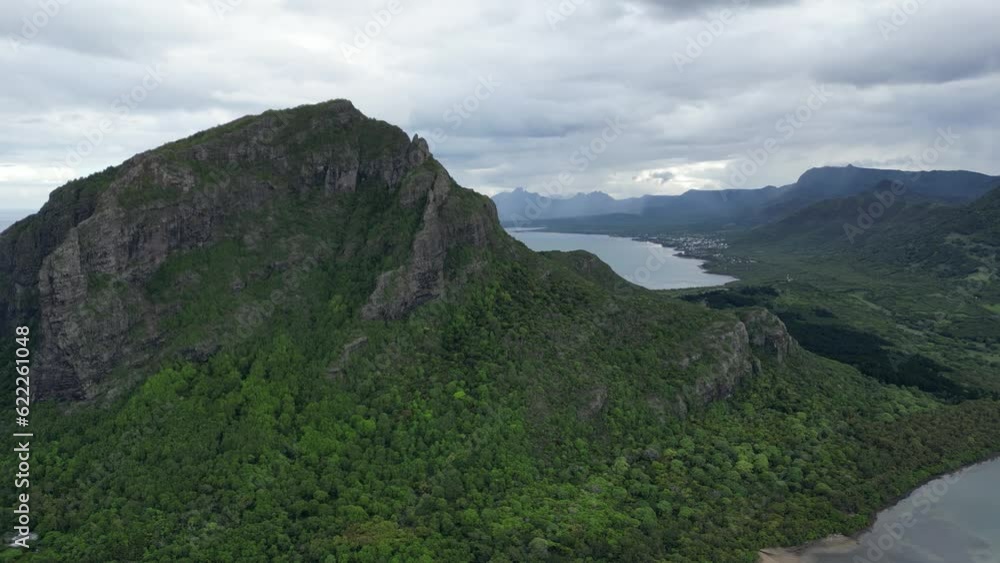 Mountain landscape on Mauritius island, establishing shot Mountain landscape on Mauritius island, establishing shot