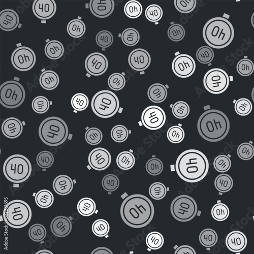 Grey Speed limit traffic sign 40 km icon isolated seamless pattern on black background. Vector photo