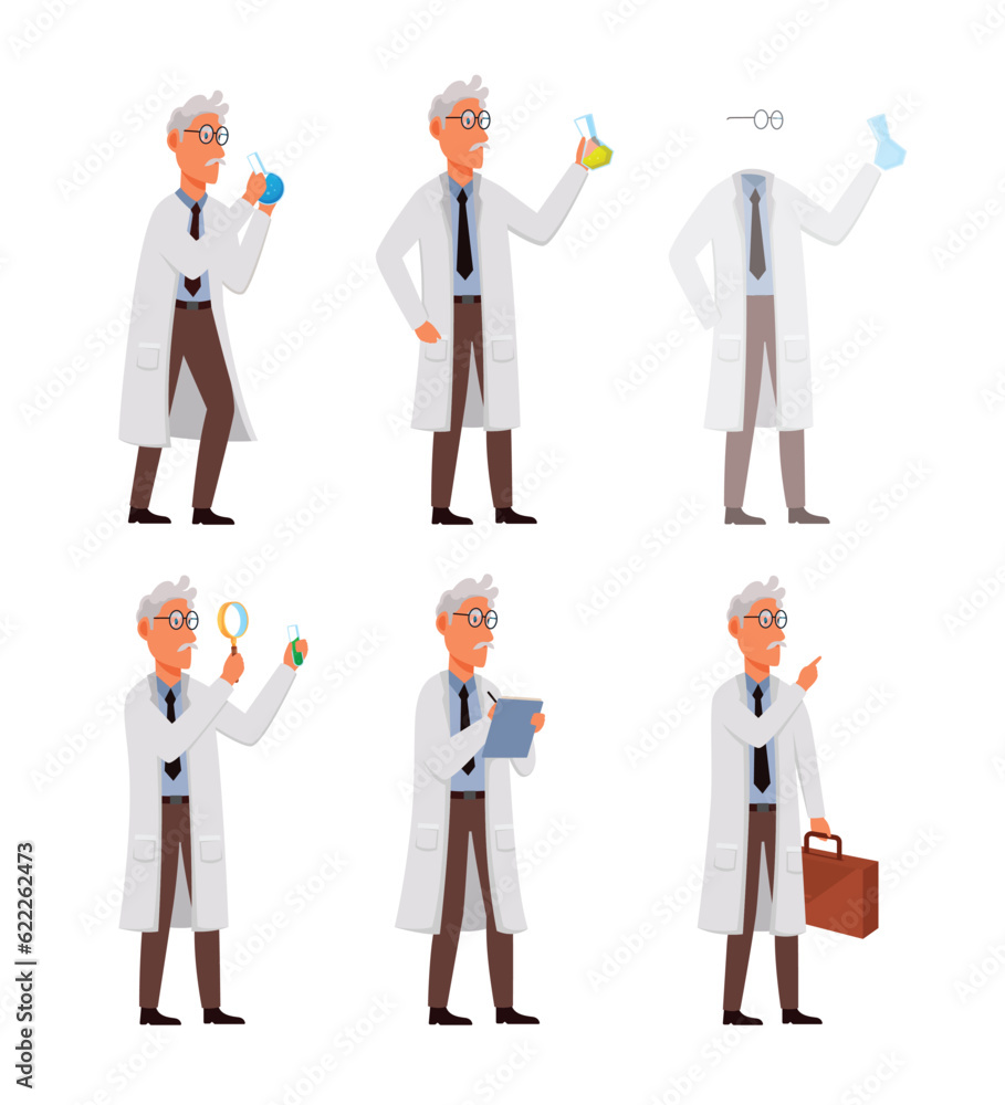 Set Of Vector Scientist Characters