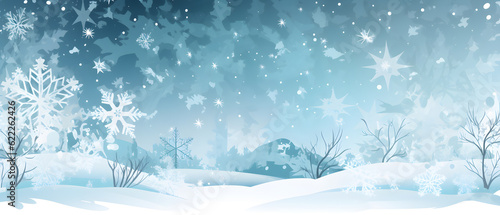 Winter Wonderland Serene Snowy Landscape Background with Delicate Snowflakes and Majestic Trees. illustration generative ai © Meta