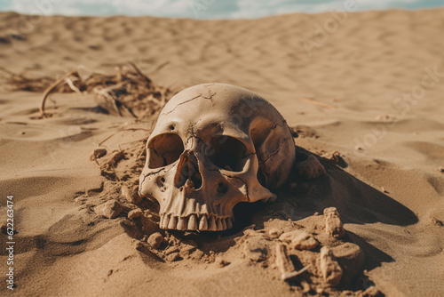 skull on the sand generative ai