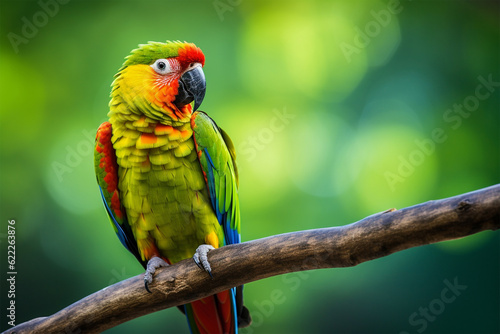 red and green macaw generative ai