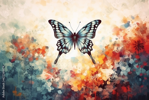 watercolor style painting of butterfly shapes