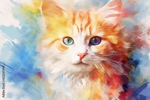 watercolor style painting of a cat shape