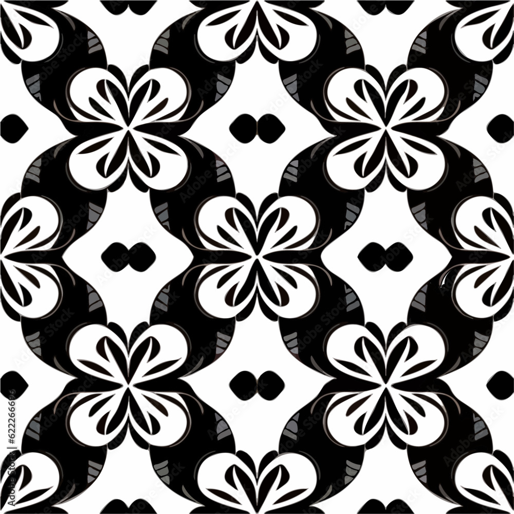 Classic black and white pattern showcasing intricate circles, reminiscent of art nouveau style. Its repeating motif makes it suitable for fabric designs and damask inspired decor.