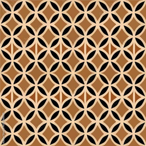 Striking brown and black geometric pattern reminiscent of Art Deco and Art Nouveau floor designs. It showcases intricate shapes and creates an elegant and artistic ambiance.
