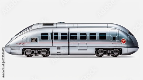 Silver bullet train photo realistic illustration - Generative AI.