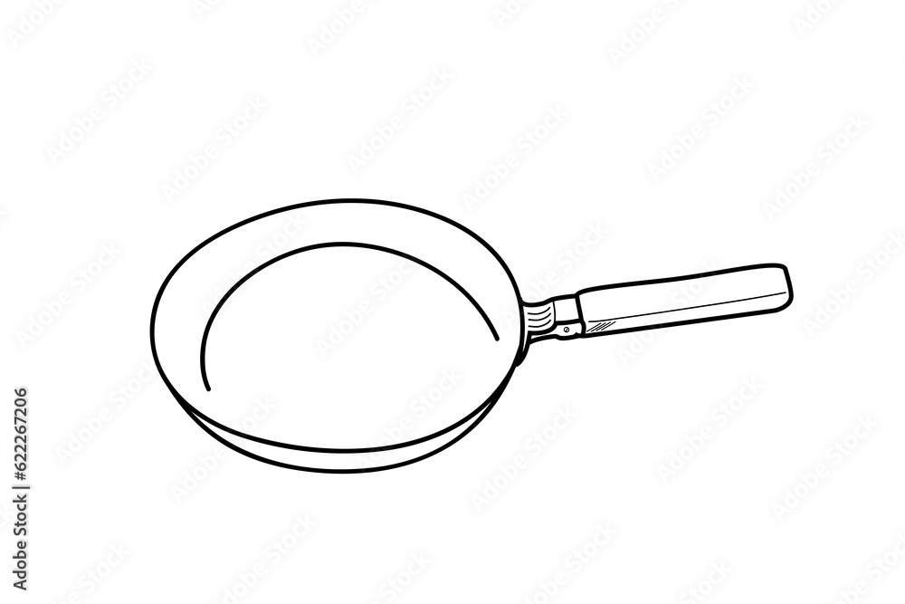 simple vector outline doodle pan, isolated on white simple vector outline doodle pan, isolated on white