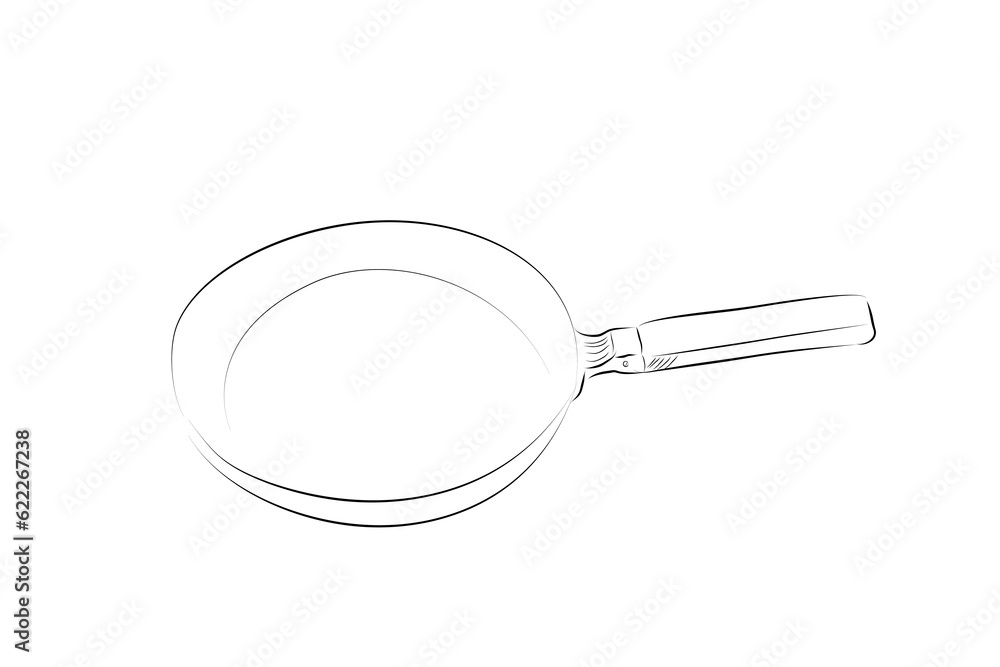 simple vector hand draw sketch pan, isolated on white simple vector hand draw sketch pan, isolated on white