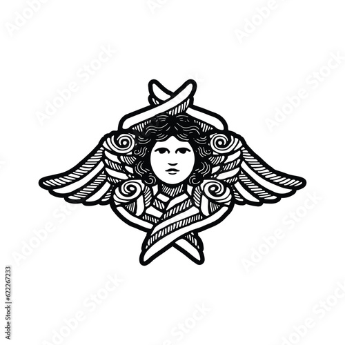 Antique style illustration of seraph