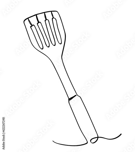 simple vector sketch spatula single one line art, continuous