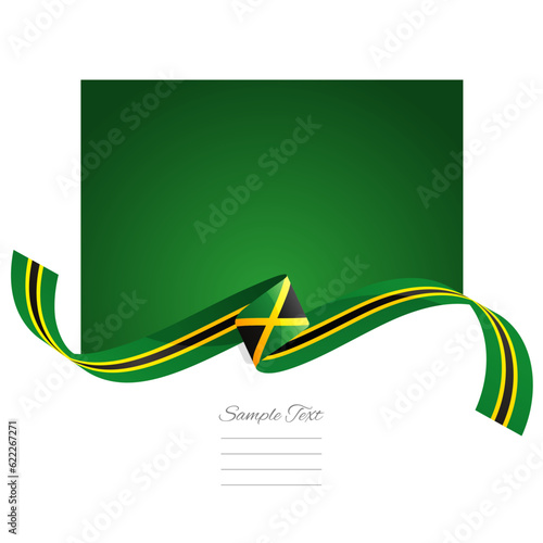 Jamaica flag vector. World flags and ribbons. Jamaican flag ribbon on abstract color background