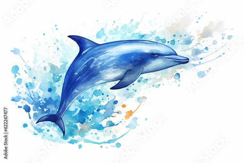 watercolor style painting of dolphins