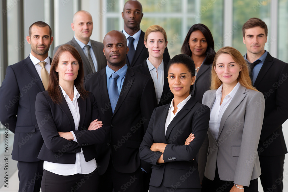 A formal group photo of international colleagues in their professional attire, colleagues, portrait, business Generative AI A formal group photo of international colleagues in their professional attire, colleagues, portrait, business Generative AI