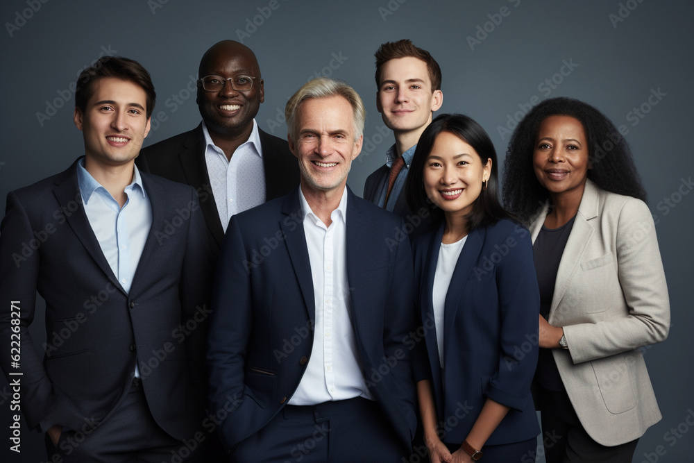 A dynamic image showcasing colleagues from various nationalities working together on a project, colleagues, portrait, business Generative AI A dynamic image showcasing colleagues from various nationalities working together on a project, colleagues, portrait, business Generative AI