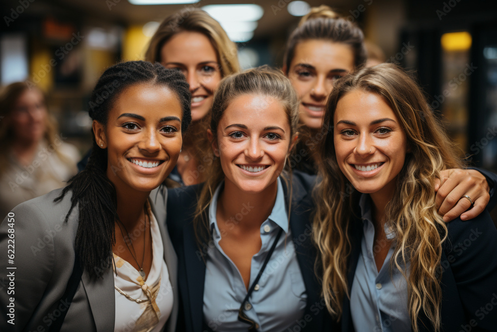 A close-up portrait of a multicultural team, showcasing their diverse facial expressions, colleagues, portrait, business Generative AI A close-up portrait of a multicultural team, showcasing their diverse facial expressions, colleagues, portrait, business Generative AI
