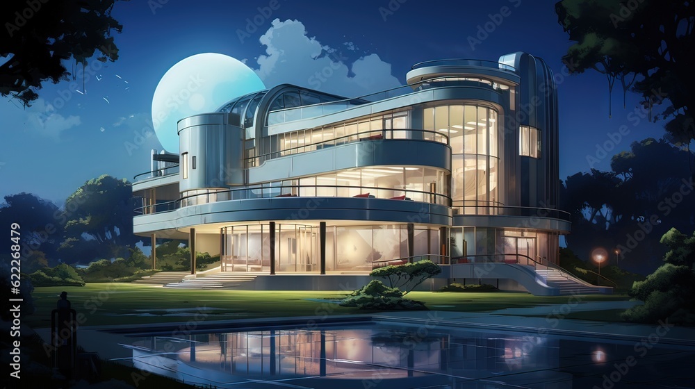 Fototapeta premium Building in the city. AI generated art illustration.