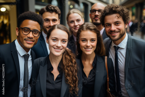 A group photo of colleagues from different nationalities, all wearing business suits, colleagues, portrait, business Generative AI