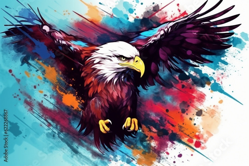 watercolor style painting of an eagle shape