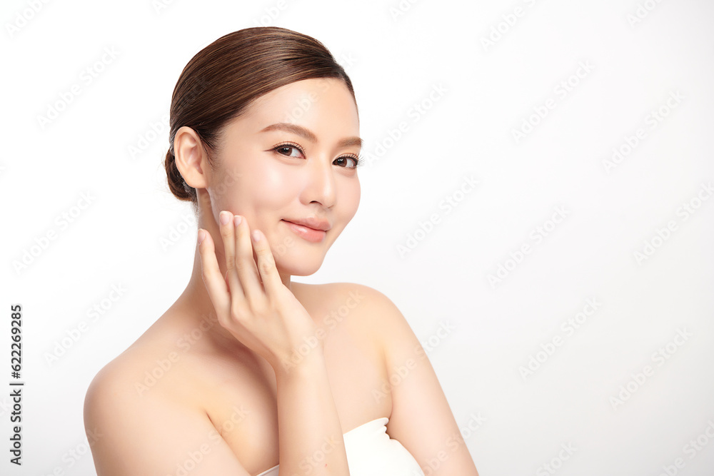 Beautiful young asian woman with clean fresh skin on white background, Face care, Facial treatment, Cosmetology, beauty and spa, Asian women portrait. Beautiful young asian woman with clean fresh skin on white background, Face care, Facial treatment, Cosmetology, beauty and spa, Asian women portrait.