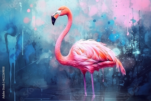 watercolor style painting of flamingo shape © food and Drink
