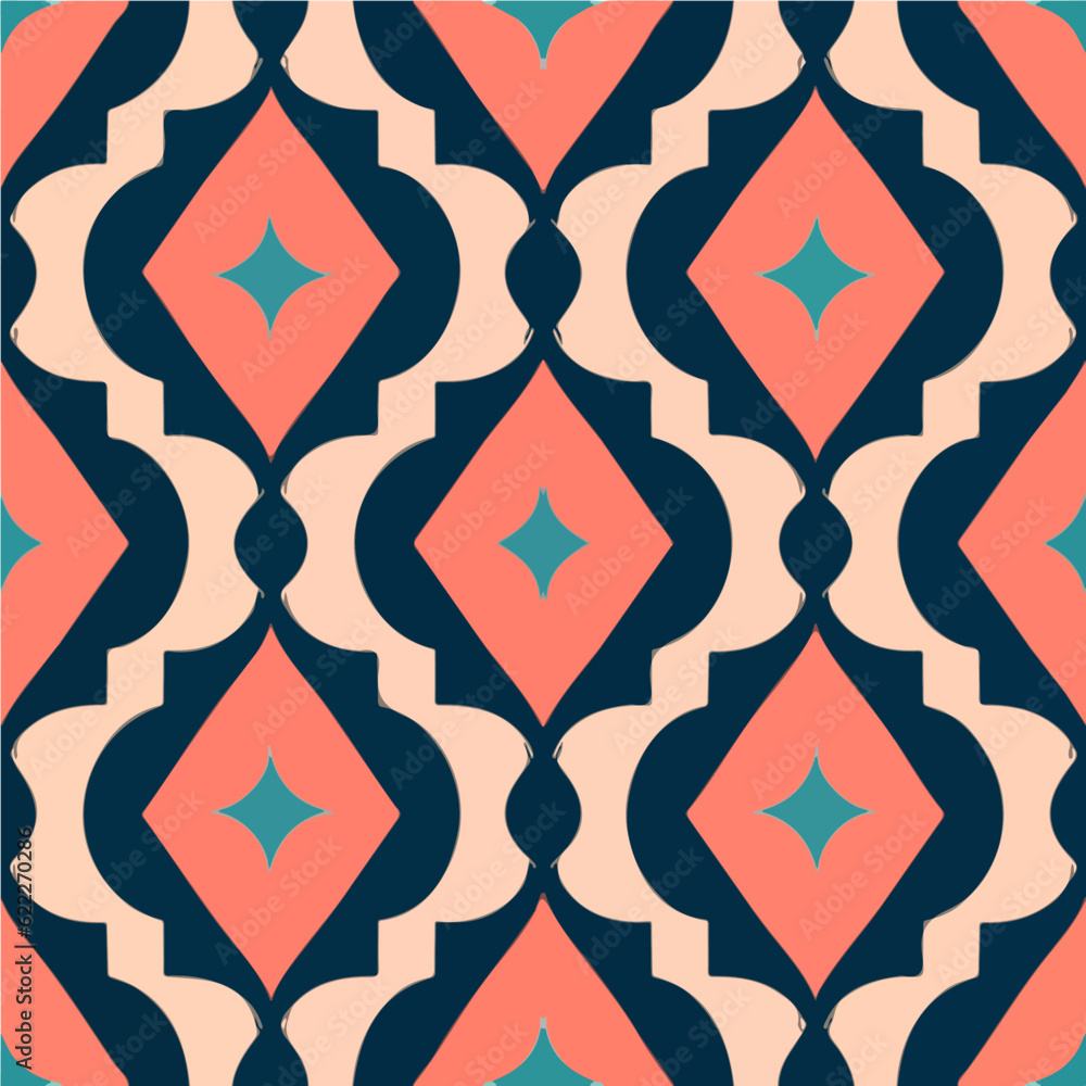 This seamless pattern showcases an art deco inspired diamond motif, repeating effortlessly for a striking visual appeal, perfect for fabrics and backgrounds. This seamless pattern showcases an art deco inspired diamond motif, repeating effortlessly for a striking visual appeal, perfect for fabrics and backgrounds.