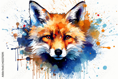 watercolor style painting of a fox shape photo
