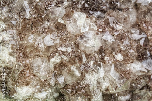 Close-up of natural white quartz druse geode mineral crystal unpolished semi-precious gemstone. Magic rock for ritual, witchcraft, spiritual practice, meditation. Esoteric life balance concept