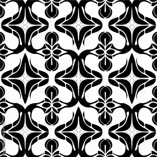 Captivating black and white abstract design, reminiscent of both art nouveau and art deco styles, unveils a dark and alluring floral pattern, capturing attention with its unique allure.