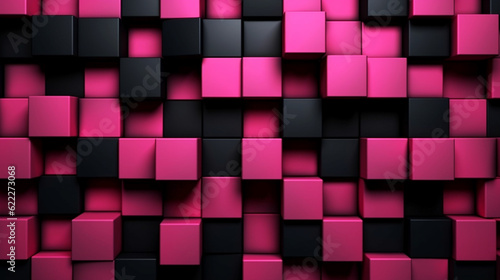 Pink and black brick wall. Empty room with copy space. Abstract background. Generative AI