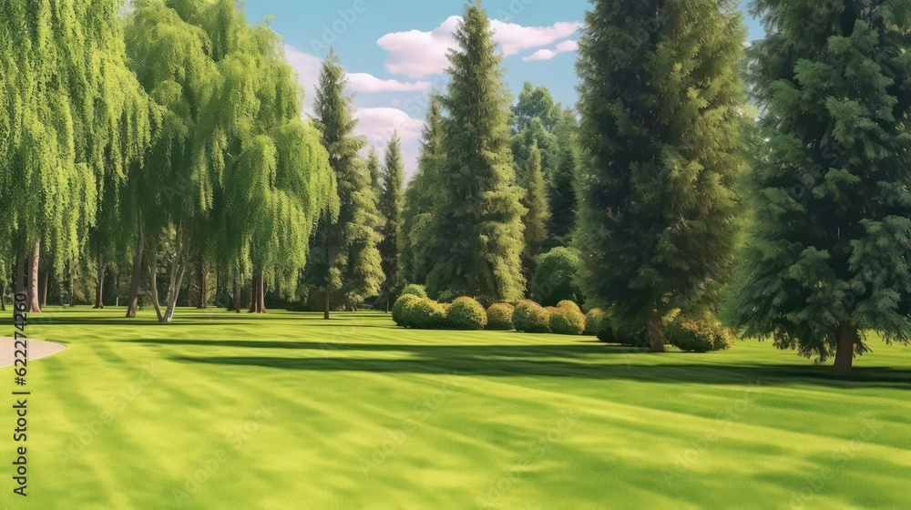 Obraz premium garden with green trees