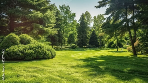 garden with green trees