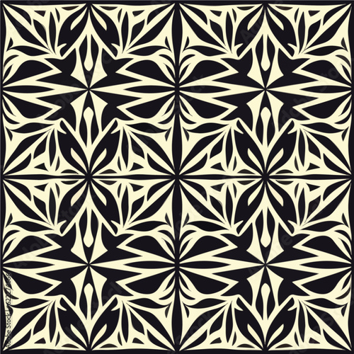 Collection of four sophisticated black and white geometric designs. These damask patterns exhibit intricate tilework aesthetics and can be seamlessly repeated, making them ideal for various.