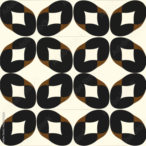 Paper displays a captivating black and brown abstract pattern. Its repeating fabric design exudes an art deco influence, offering an intriguing visual experience.