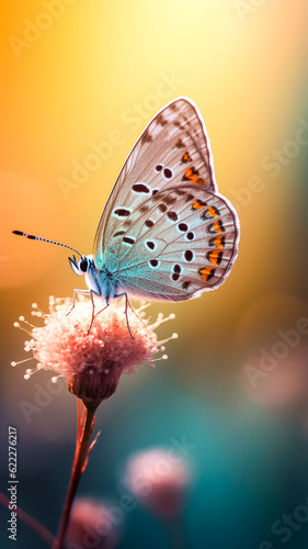 Joli papillon sur une fleur - Générative IA