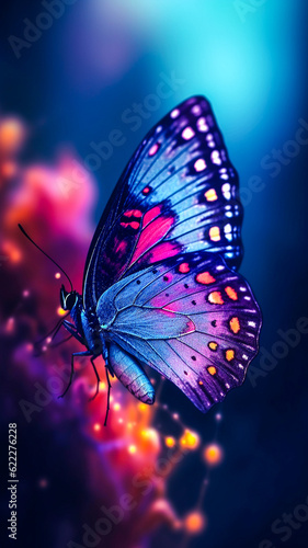 Joli papillon bleu et rose - Générative IA © Concept Photo Studio