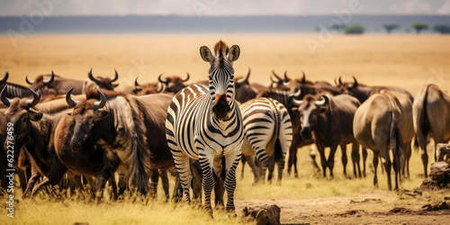 Herbivorous animals in the African savanna. Generative AI © Farnaces