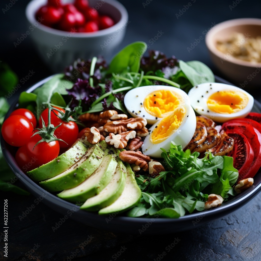 vegetables and egg in the bowl