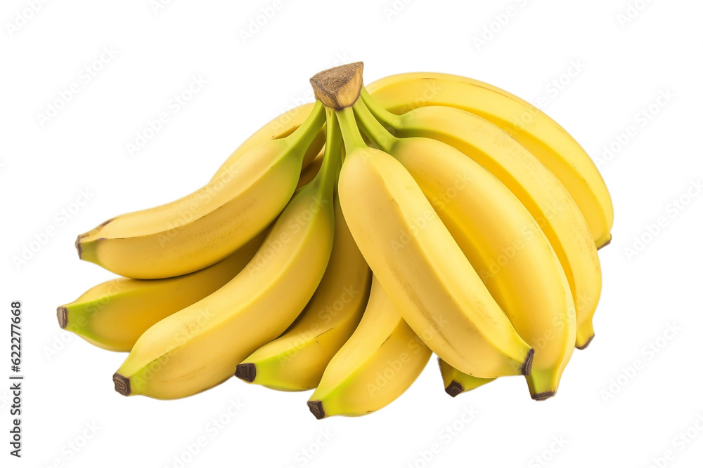 Bunch of Bananas Isolated on Transparent Background. Generative AI