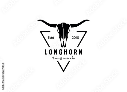 Vintage apparel logo with longhorn skull