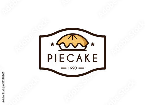 Pie cake logo for bakery, bread, ang cake shop design vector.