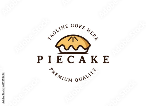 Pie cake logo for bakery, bread, ang cake shop design vector.