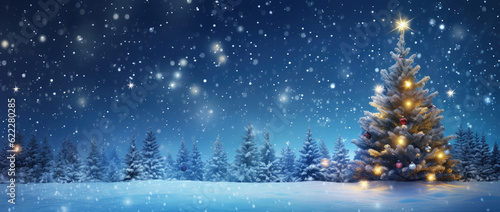 Christmas Tree Beautiful Decoration Winter Wonderland – Generative Ai © DigitalMuse