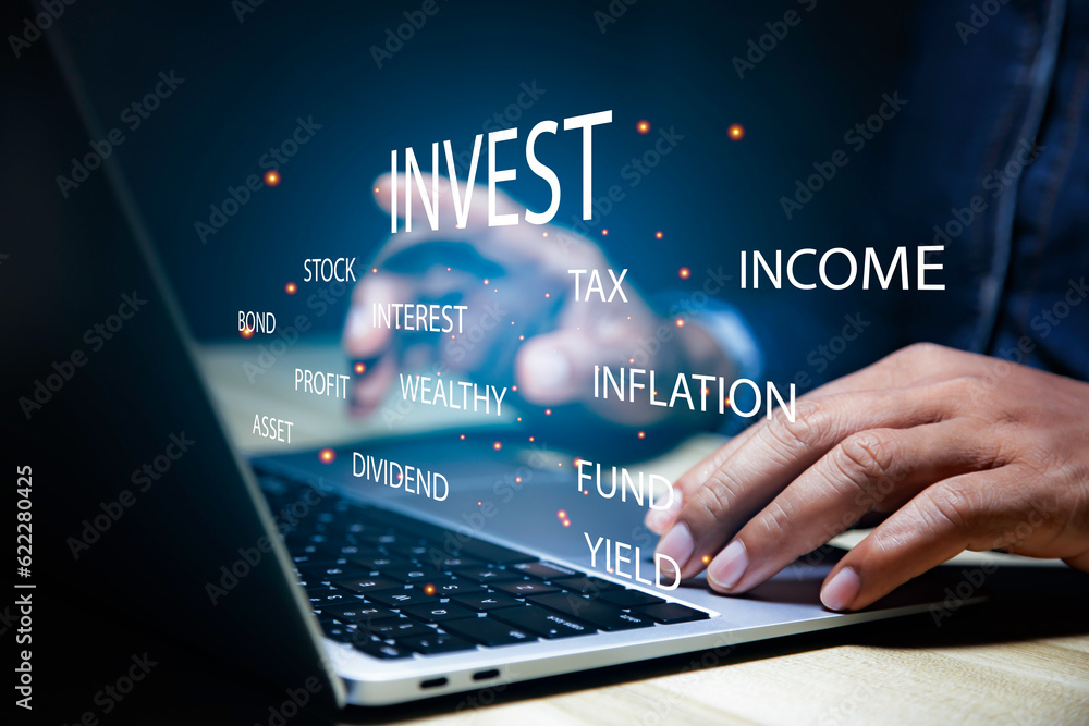 Businessman analyze finance technology and investment trading trader investor. Investment in business and financial concept of growth and success. investing stock markets, fund and digital assets Businessman analyze finance technology and investment trading trader investor. Investment in business and financial concept of growth and success. investing stock markets, fund and digital assets