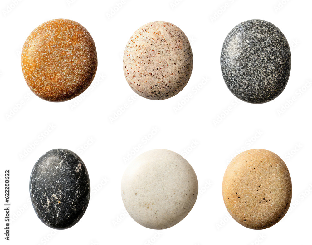 Several round small stones. Round stone from the beach. Isolated on transparent background. KI. Several round small stones. Round stone from the beach. Isolated on transparent background. KI.