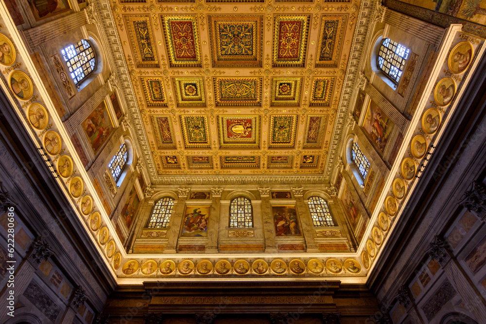 Fototapeta premium Interiors of Basilica of Saint Paul outside the Walls, Rome, Italy 